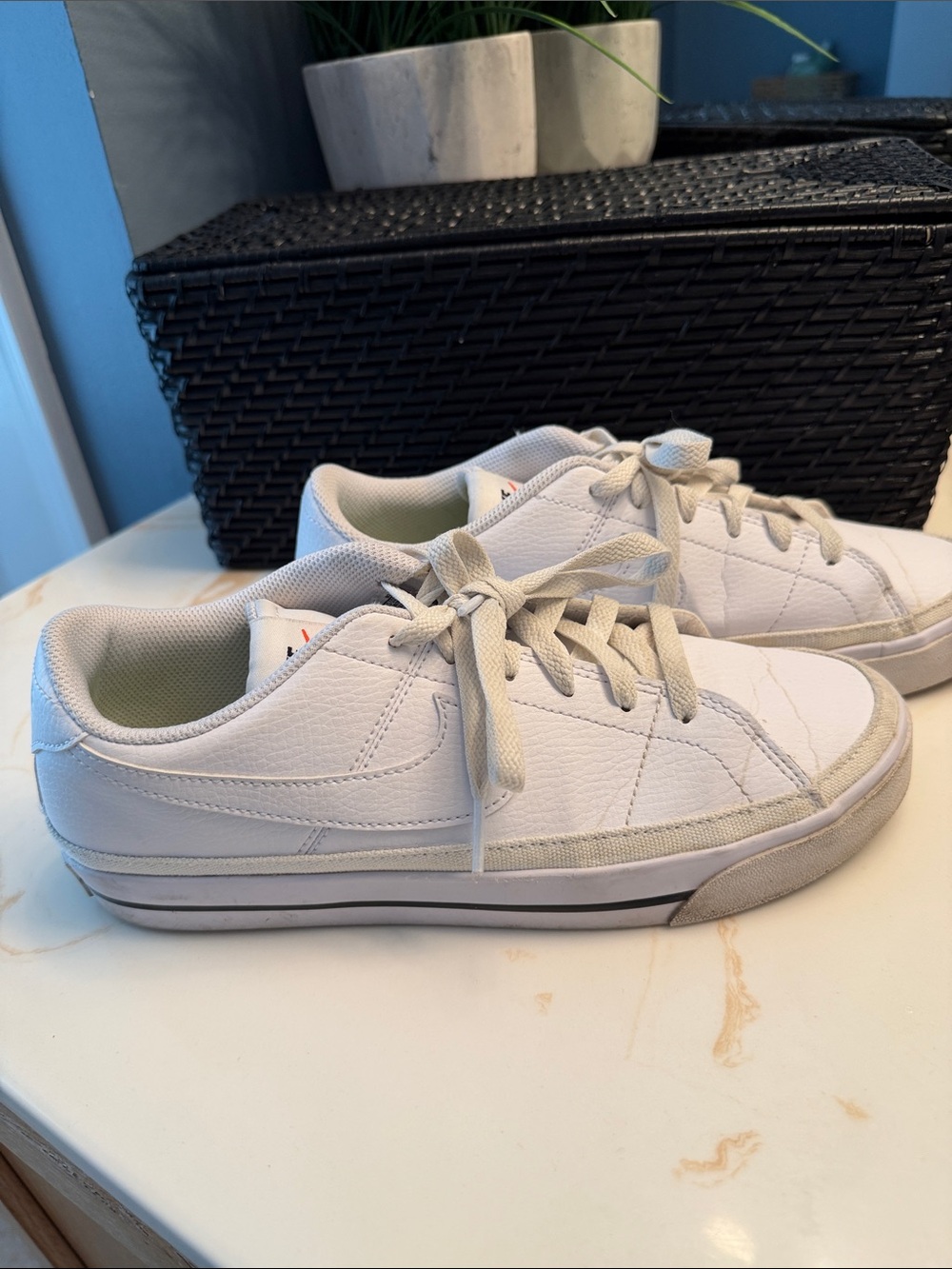 Nike White Women's Low-Top Leather Sneakers - Classic Casual